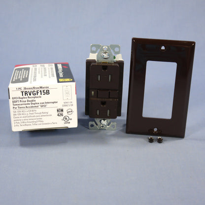 Cooper Brown Heavy Duty Tamper Resistant Gfci Gfi Outlet Nema 5-15R 15A TRVGF15B
