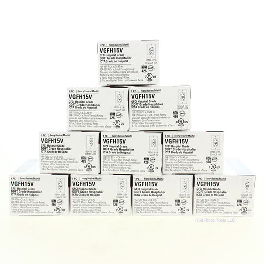 Cooper VGFH15V Ivory Hospital GFCI Outlet Receptacles 5-15R 15A 125V 10-Pack