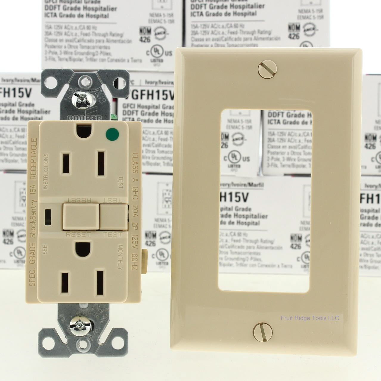 Cooper VGFH15V Ivory Hospital GFCI Outlet Receptacles 5-15R 15A 125V 10-Pack