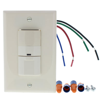 Cooper Almond Passive Infrared Vacancy Sensor Switch 1-Pole 3-Way 600W VS306U-A