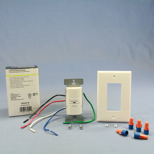 Cooper VS310U-W White Incandescent CFL Vacancy Switch Sensor 1-Pole/3-Way 1000W
