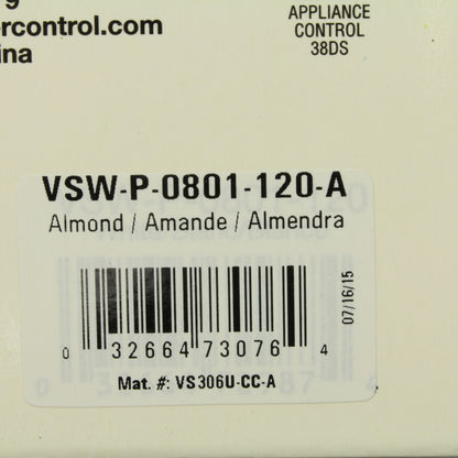 Cooper VSW-P-0801-120 Almond Manual Passive Infrared Vacancy Sensor 120V 600W