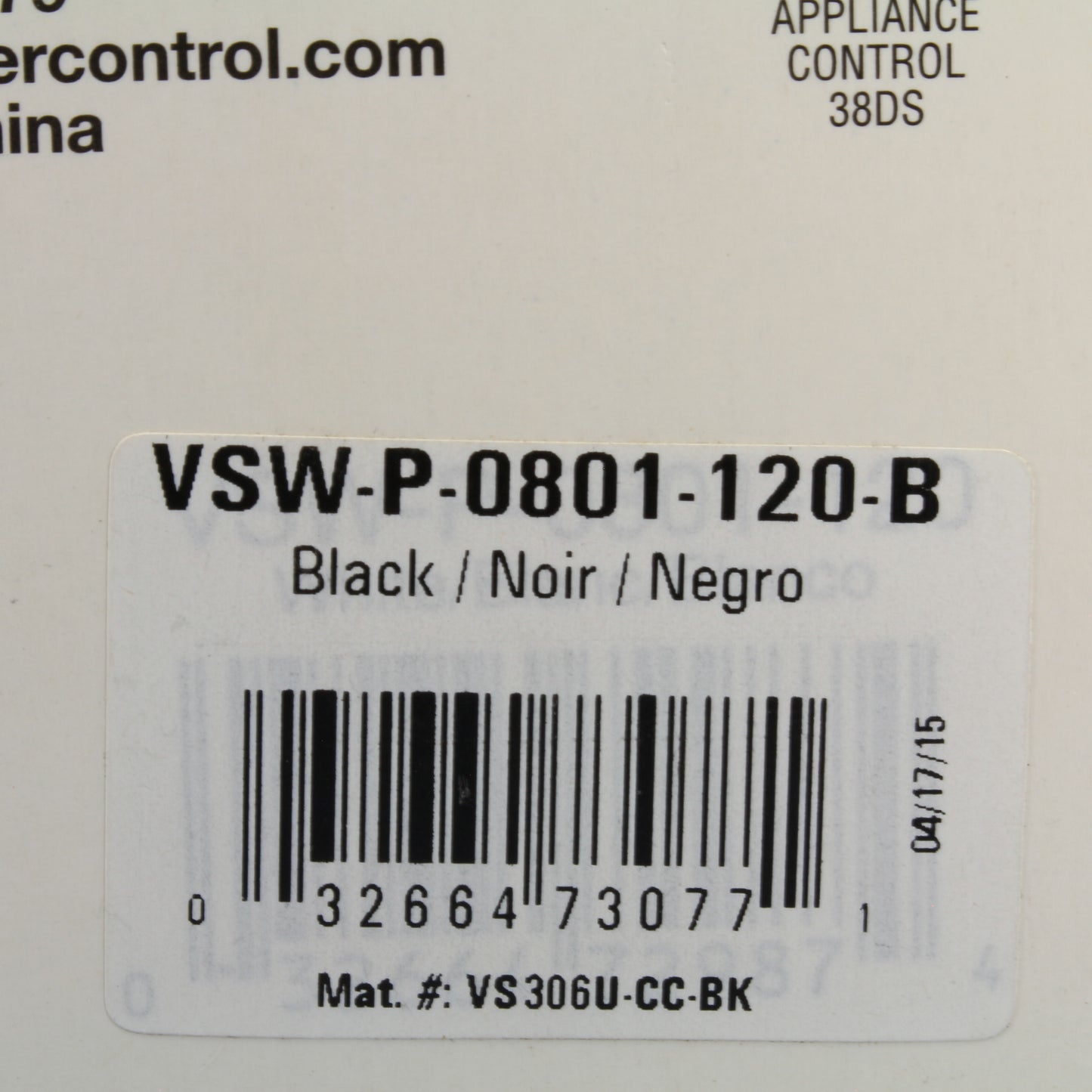 Cooper Black Manual Passive Infrared Vacancy Sensor 600W PIR VSW-P-0801-120-B