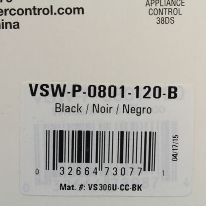 Cooper Black Manual Passive Infrared Vacancy Sensor 600W PIR VSW-P-0801-120-B
