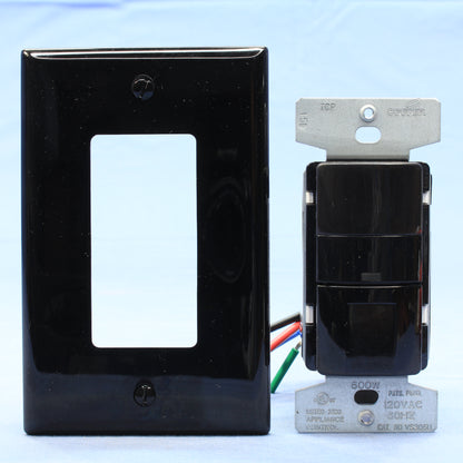 Cooper Black Manual Passive Infrared Vacancy Sensor 600W PIR VSW-P-0801-120-B
