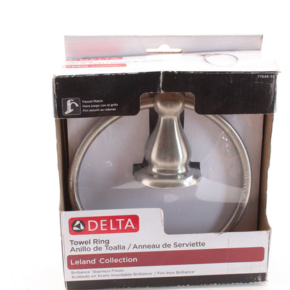 Delta Leland 77846-SS Stainless Finish 6.35" Towel Ring Extends 3.16"