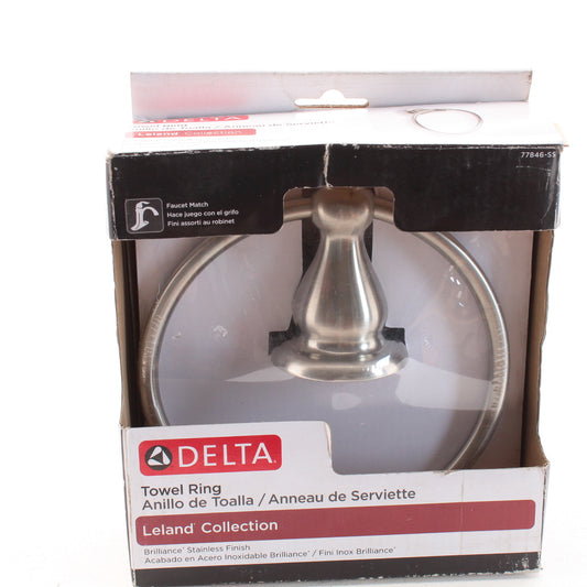 Delta Leland 77846-SS Stainless Finish 6.35" Towel Ring Extends 3.16"