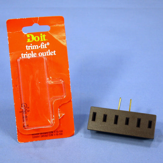 Do It Best 505498 Brown 15A Plug-In Triple Tap Outlet Adapter Nema 1-15R 125V