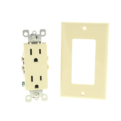 DoItBest by Leviton 5325-I Ivory Residential Decorator 5-15R 15A Receptacle 125V