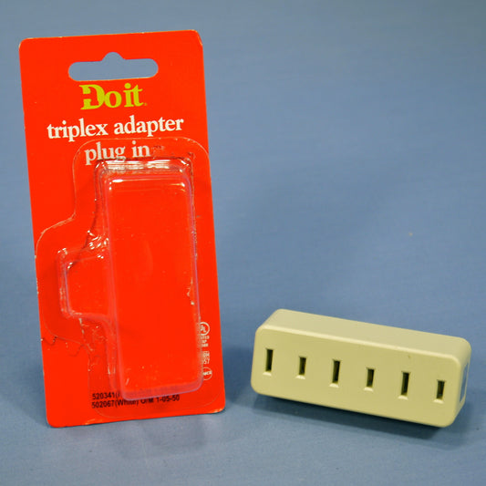 Do It Best Ivory Triple Tap Outlet Adapter Nema 1-15R 15A 125V 520341 Carded
