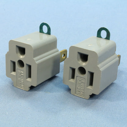 2 Do It Best 5-15 Gray 3-Prong Plug Outlet Adapters 15A 125V 557838