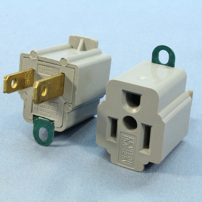 2 Do It Best 5-15 Gray 3-Prong Plug Outlet Adapters 15A 125V 557838