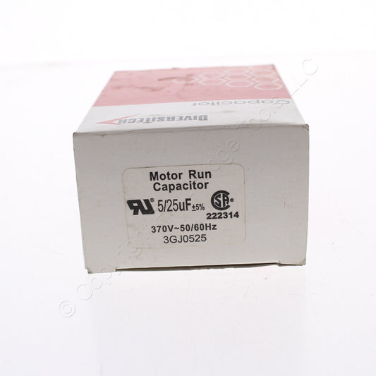 Diversitech 3GJ0525 Motor Run Capacitor Ovall 25+5uf 370v