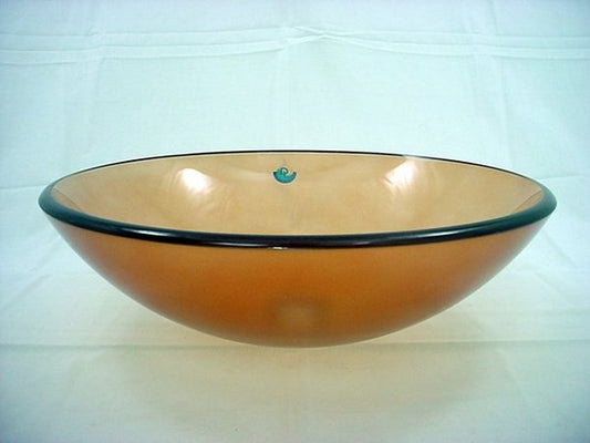 Decolav 1000T-AM 17" Frosted Amber Tempered Glass Bathroom Vessel Sink Bowl