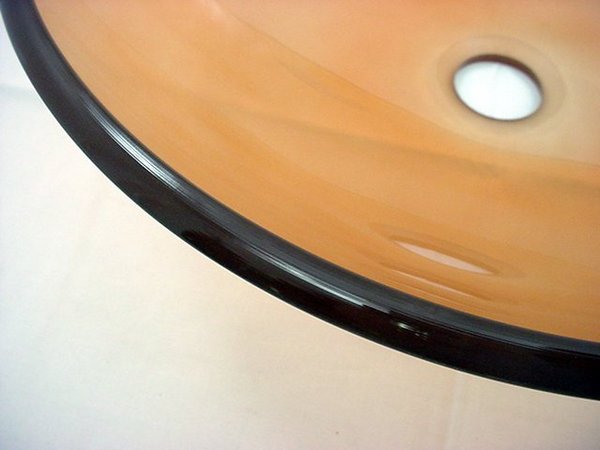 Decolav 1000T-AM 17" Frosted Amber Tempered Glass Bathroom Vessel Sink Bowl
