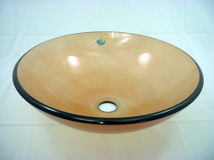 Decolav 1000T-AM 17" Frosted Amber Tempered Glass Bathroom Vessel Sink Bowl