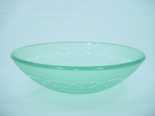 Decolav 17" White Etched Non-Tempered Glass Bathroom Vanity Vessel Sink Bowl