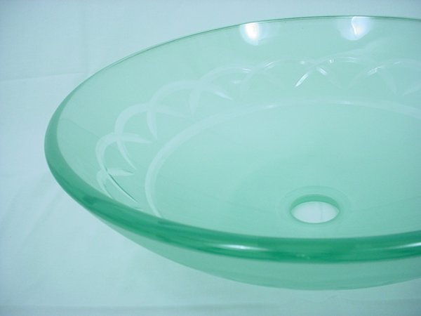 Decolav 17" White Etched Non-Tempered Glass Bathroom Vanity Vessel Sink Bowl