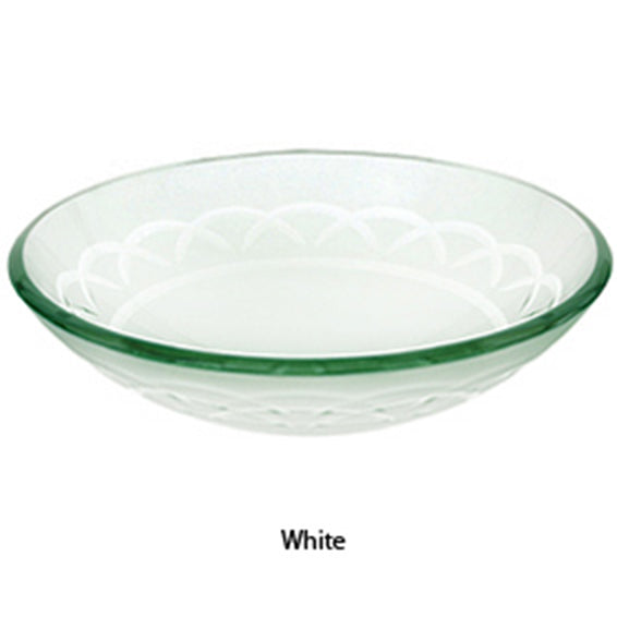 Decolav 17" White Etched Non-Tempered Glass Bathroom Vanity Vessel Sink Bowl