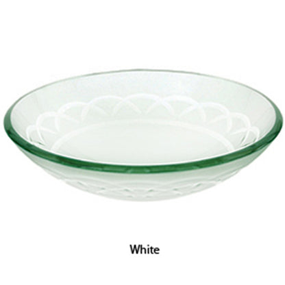 Decolav 17" White Etched Non-Tempered Glass Bathroom Vanity Vessel Sink Bowl