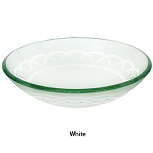 Decolav 17" White Etched Non-Tempered Glass Bathroom Vanity Vessel Sink Bowl