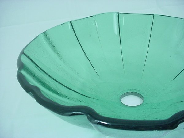 Decolav 1090-GR Green 17" Pinwheel Non-Tempered Glass Vanity Vessel Sink Bowl