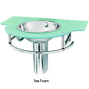 Decolav Stainless 2200-8B-SF Steel Full Recessed Bowl Seafoam Green Glass Vanity