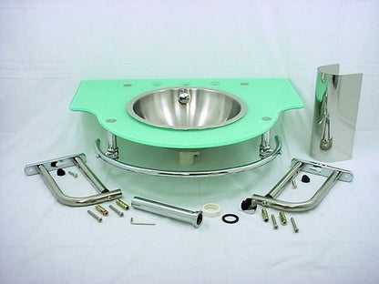 Decolav Stainless 2200-8B-SF Steel Full Recessed Bowl Seafoam Green Glass Vanity