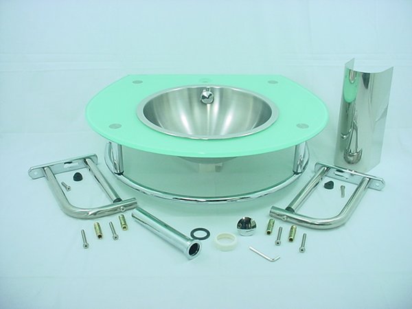 Decolav 2240-1B-SF Seafoam Glass Bathroom Lavatory Vanity Stainless Steel Sink