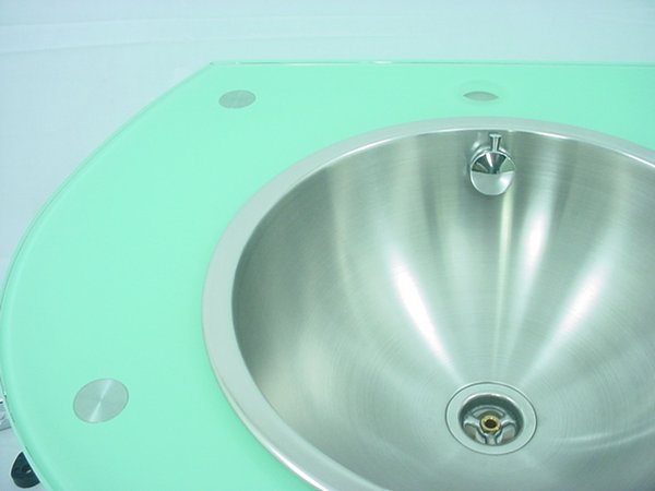 Decolav 2240-1B-SF Seafoam Glass Bathroom Lavatory Vanity Stainless Steel Sink