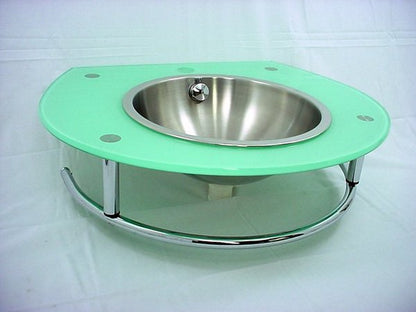 Decolav 2240-1B-SF Seafoam Glass Bathroom Lavatory Vanity Stainless Steel Sink