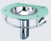 Seafoam Glass Bathroom Lavatory Vanity SS Bowl Sink