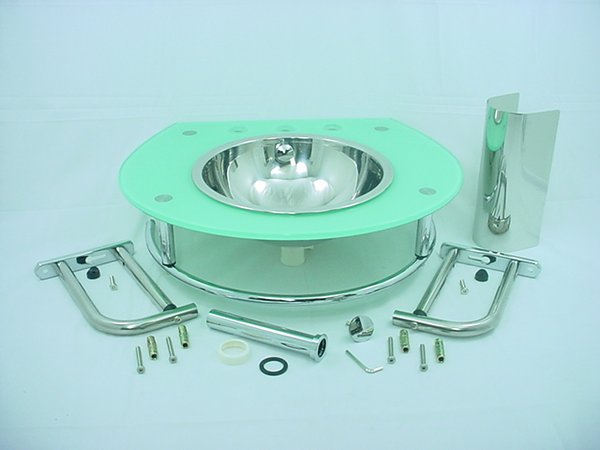 Seafoam Glass Bathroom Lavatory Vanity SS Bowl Sink