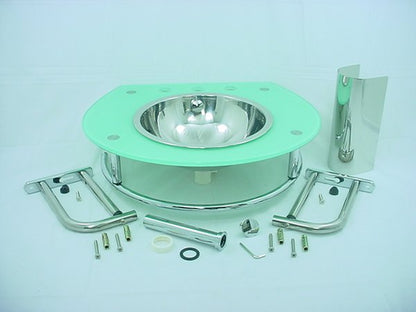 Seafoam Glass Bathroom Lavatory Vanity SS Bowl Sink