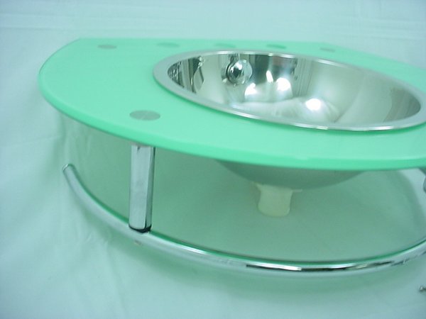 Seafoam Glass Bathroom Lavatory Vanity SS Bowl Sink