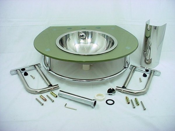 Decolav 2240-8P-SG Sage Glass Bathroom Lavatory Vanity Sink Stainless Steel Sink