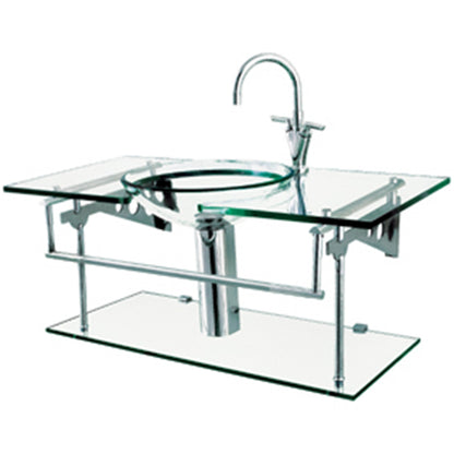 Decolav Tempered Glass Bathroom Lavatory Vanity Sink Vessel Bowl 2300-CP-TNG