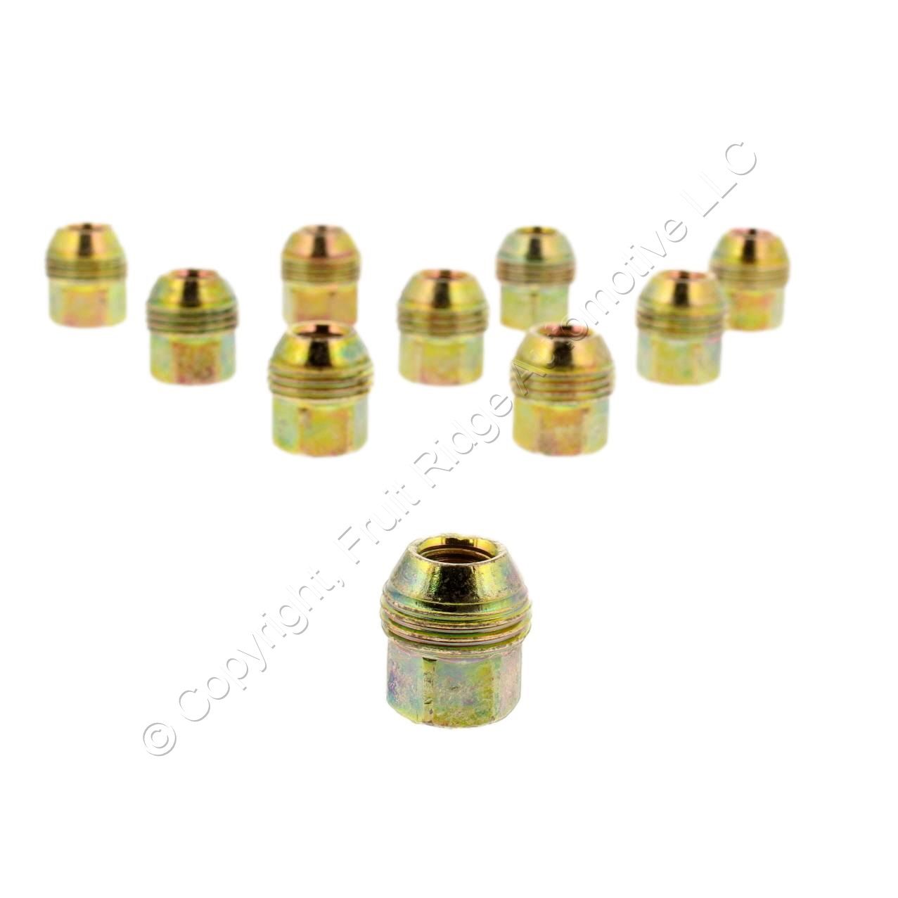 Dorman 611-109 Gold Zinc Acorn Hex Lug Nuts 9mm M12-1.5 Dual Thread Open 10pcs