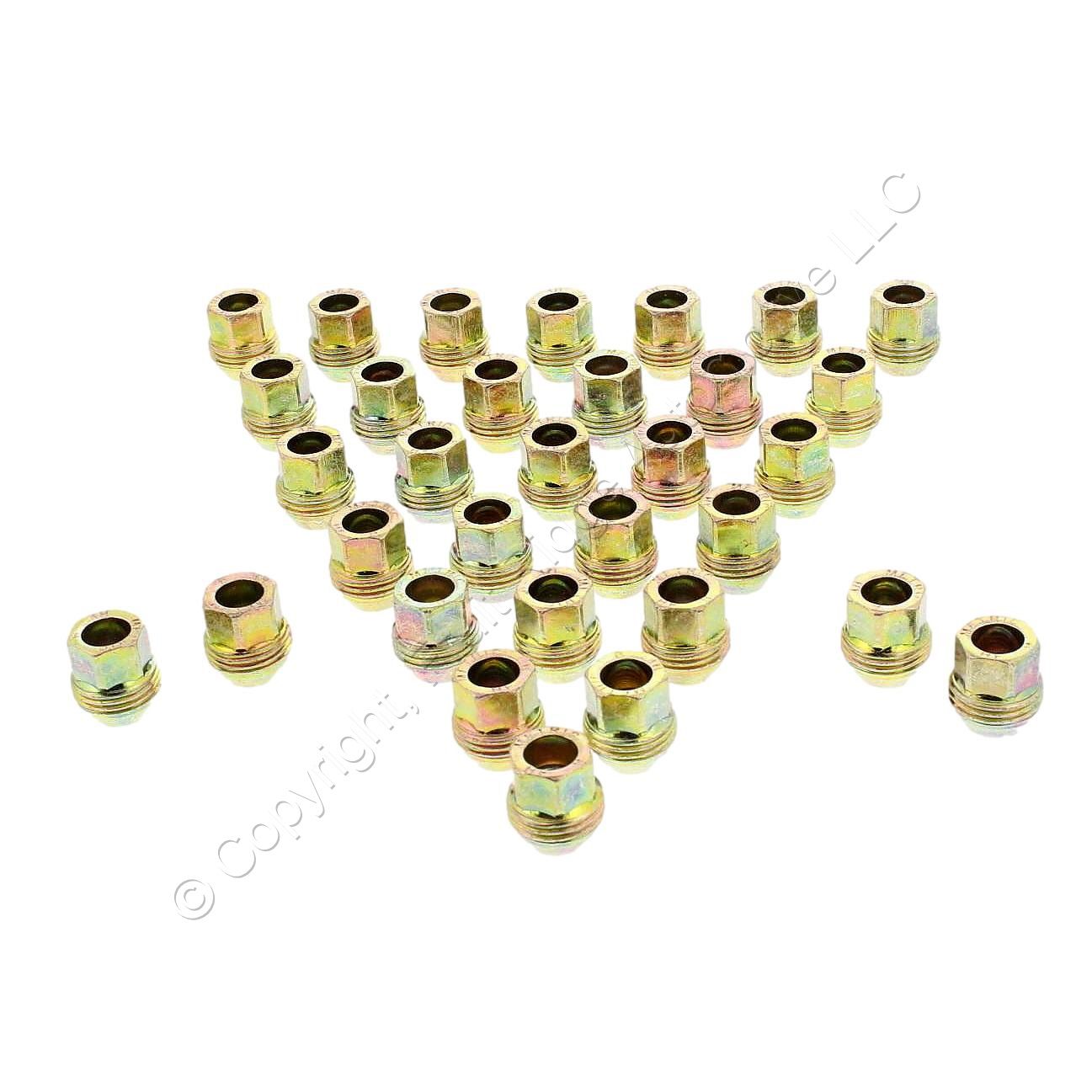 Dorman 611-109 Gold Zinc Acorn Hex Lug Nuts 9mm M12-1.5 Dual Thread Open 32pcs