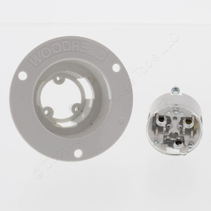 Woodhead 2407MB Safeway Male Flanged Inlet 3P3W 15A 125V 10A 250V Non-NEMA
