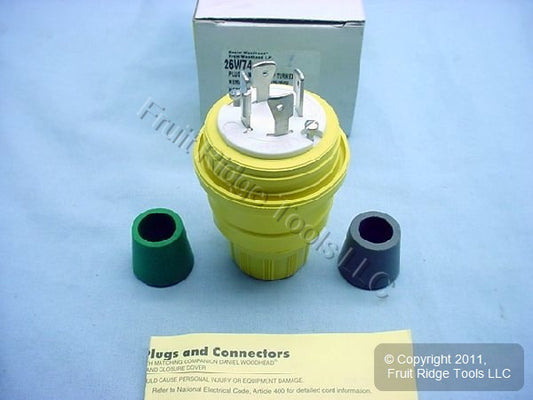 Daniel Woodhead 26W74 Yellow Watertite Turn Locking Plug 20A 125/250V L14-20P