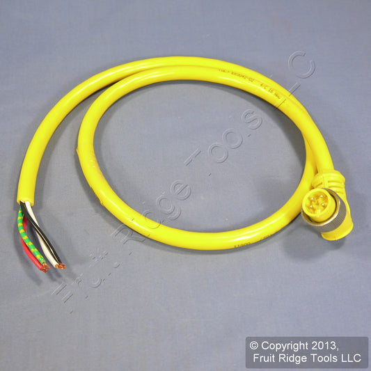 Woodhead 3' 90� Quick Disconnect Male Pigtail 16/4 AWG PVC Cord 104003A01F0301
