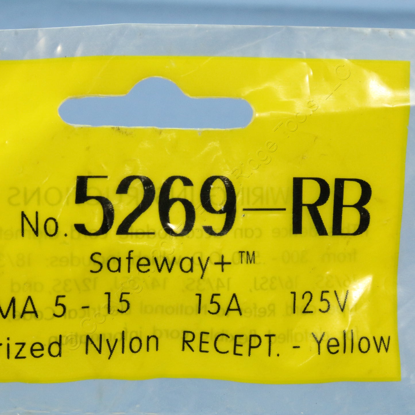 Daniel Woodhead 5269-RB Rubberized Nylon Yellow Plug Connector 5-15R 15A 125V