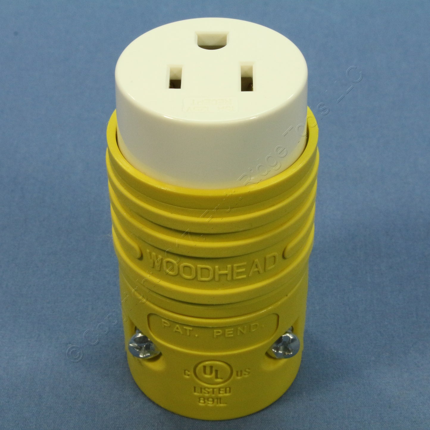 Daniel Woodhead 5269-RB Rubberized Nylon Yellow Plug Connector 5-15R 15A 125V