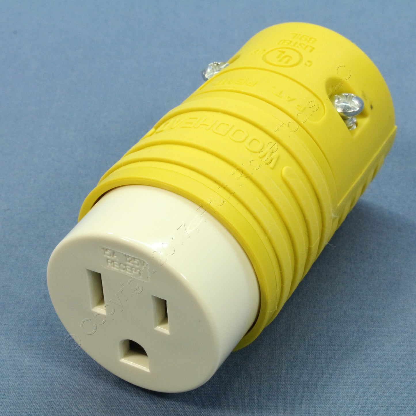 Daniel Woodhead 5269-RB Rubberized Nylon Yellow Plug Connector 5-15R 15A 125V