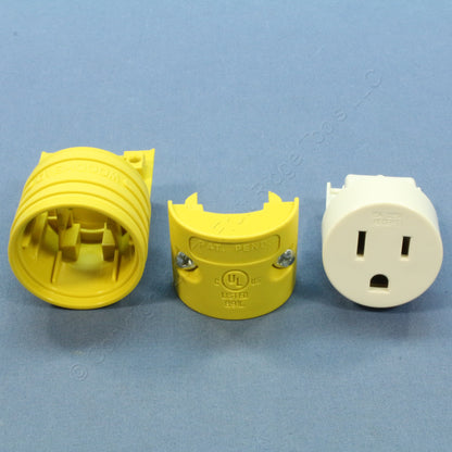 Daniel Woodhead 5269-RB Rubberized Nylon Yellow Plug Connector 5-15R 15A 125V