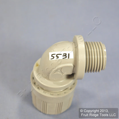 Woodhead Grey 90� Male Locknut Strain Relief Grip .5" NPT Thread .437-.500" 5531
