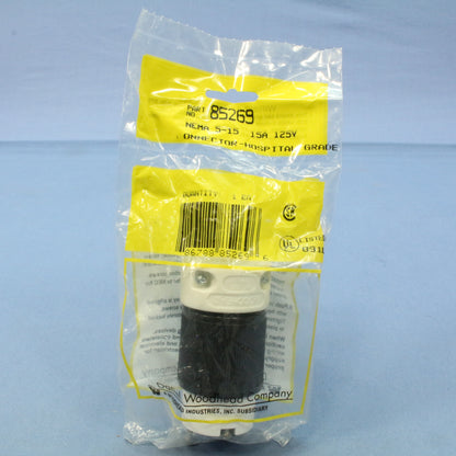 Daniel Woodhead Straight Blade Connector Hospital Grade 15A 125V NEMA 5-15R