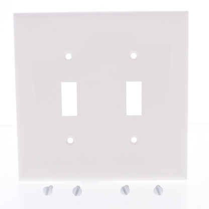 Eastman White 2-Gang Toggle Wallplate Switch Cover 62058