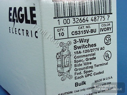Eagle CS315V Ivory Electric Commercial Toggle Wall Light Switch 3-Way 15A 10pcs